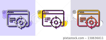 Seo line icon. Halftone dotted pattern. Gradient icon with grain shadow. Web targeting sign. Traffic management symbol. Line seo targeting icon. Various designs. Vector Seo line icon. Halftone dotted pattern. Gradient icon with grain shadow. Web targeting sign. Traffic management symbol. Line seo targeting icon. Various designs. Vector 138636811