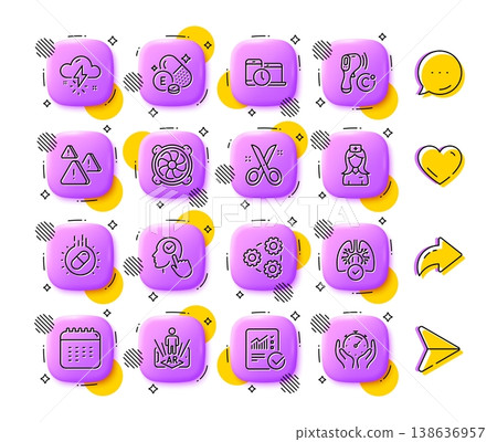 Select user, Checked calculation and Gears line icons. App 3d buttons. Social media comment, share, like icons. Pack of Lungs, Attention, Time management icon. Vector Select user, Checked calculation and Gears line icons. App 3d buttons. Social media comment, share, like icons. Pack of Lungs, Attention, Time management icon. Vector 138636957