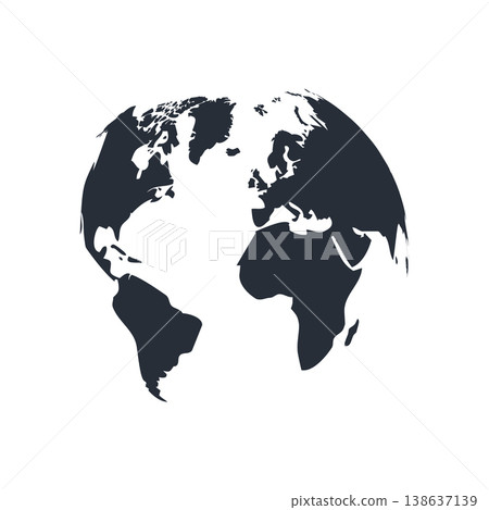 World globe icon. Abstract wireframe geometric planet earth logo, linear global worldwide network symbol, modern round web sign 138637139