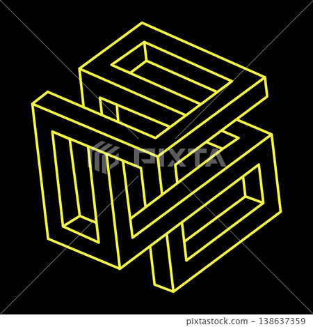 Impossible optical illusion shapes. Optical art object. Impossible figures. Line art. Unreal geometric objects. Impossible optical illusion shapes. Optical art object. Impossible figures. Line art. Unreal geometric objects. 138637359