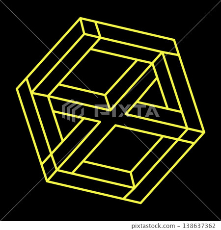 Impossible shape. Web design element. Optical illusion object. Line design. Impossible shape. Web design element. Optical illusion object. Line design. 138637362