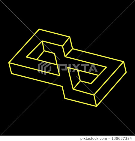 Impossible shapes. Optical illusion. Linear infinite object. Abstract eternal geometric figure. Impossible geometry sign outline. Optical art. Impossible shapes. Optical illusion. Linear infinite object. Abstract eternal geometric figure. Impossible geometry sign outline. Optical art. 138637384