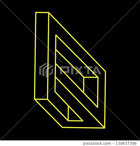 Impossible optical illusion shape. Optical art object. Impossible figures. Sacred geometry. Impossible optical illusion shape. Optical art object. Impossible figures. Sacred geometry. 138637386