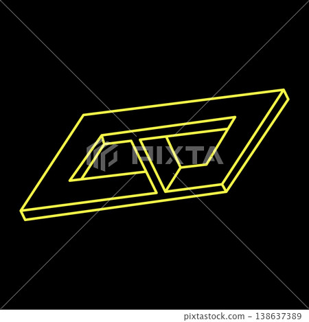 Impossible optical illusion shapes. Optical art object. Impossible figures. Line art. Unreal geometric objects.  138637389