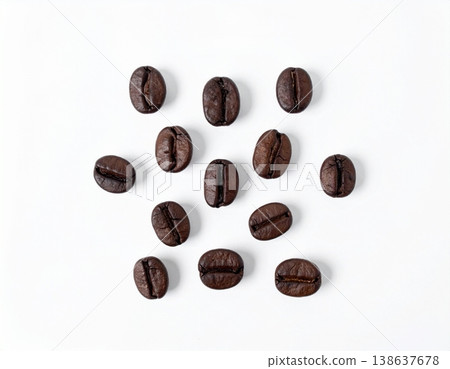 Coffee beans on white background and space for text Coffee beans on white background and space for text 138637678