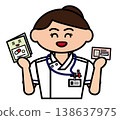 A female nurse holding her health insurance card and medication record book. 138637975