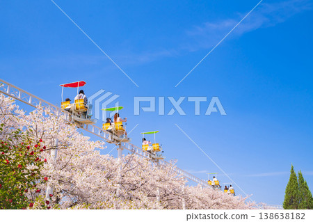 明都兒童樂園戶田川春景：櫻花盛開與自行車單軌列車（愛知縣名古屋市） 138638182