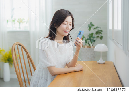 A woman watching a smartphone A woman watching a smartphone 138638272