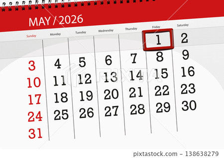 Calendar 2026, deadline, day, month, page, organizer, date, May, friday, number 1 138638279