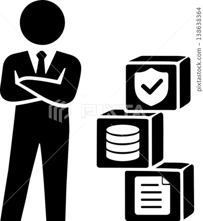 Enterprise Security Manager Overseeing Data Protection and Compliance Silhouette Vector 138638364