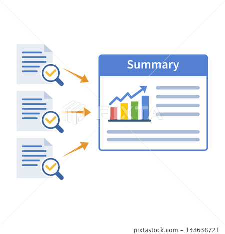 Business Data Analysis Summary Dashboard from Verified Reports Workflow Flat Vector Illustration 138638721