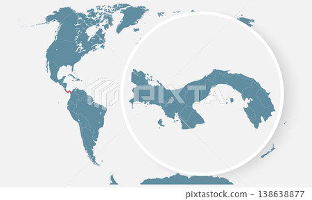 Panama, country on world map, vector template Panama, country on world map, vector template 138638877