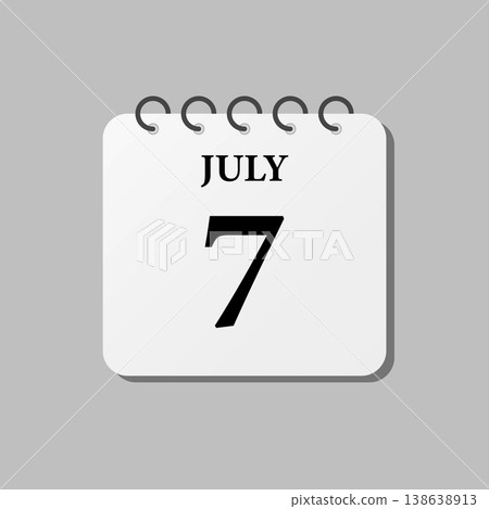 Icon page calendar day - 7 July Icon page calendar day - 7 July 138638913