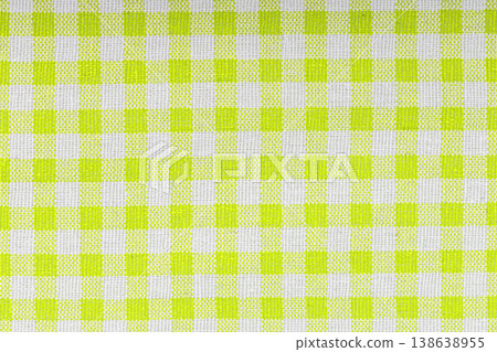 Green and white checkered, pattern, design, cotton fabric for sewing, texture background Green and white checkered, pattern, design, cotton fabric for sewing, texture background 138638955