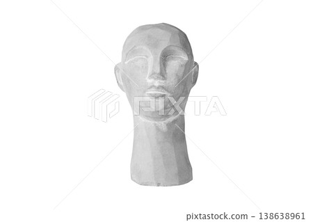 plaster head gray for decoration on an isolated white background plaster head gray for decoration on an isolated white background 138638961