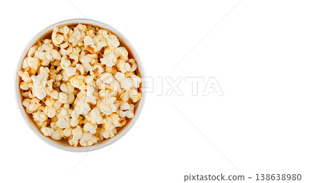 cardboard cup with popcorn top view on isolated and white background cardboard cup with popcorn top view on isolated and white background 138638980