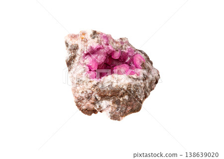 Cobalt Calcite mineral stone rock on white background Cobalt Calcite mineral stone rock on white background 138639020