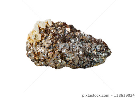Arsenopyrite mineral stone on a white background 138639024