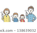 A couple and their child giving a thumbs-up sign (upper body, vector image) 138639032