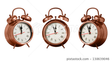 set collection set collection retro clock, watch, pointer clock, Brown color alarm clock on isolated white background 138639046
