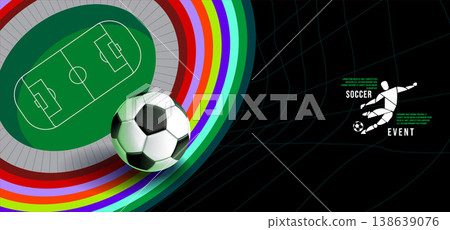 Soccer Banner Design with Dynamic Ball and Stadium Background Soccer Banner Design with Dynamic Ball and Stadium Background 138639076