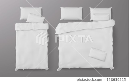 3d bed mockup, single and double, top view 138639215