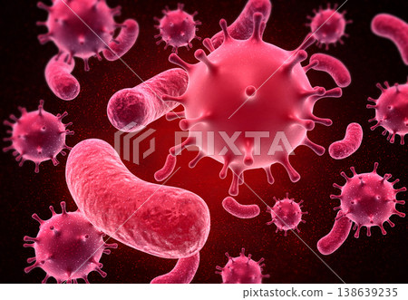 Bacteria and viruses on science background Bacteria and viruses on science background 138639235