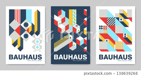 Bauhaus design posters with geometric shapes Bauhaus design posters with geometric shapes 138639268