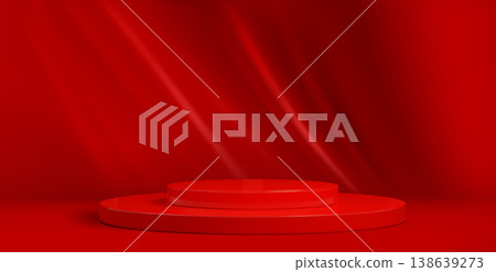 Elegant podium with red cloth texture bg Elegant podium with red cloth texture bg 138639273