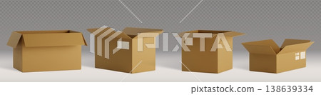 3D realistic open and closed cardboard box 3D realistic open and closed cardboard box 138639334