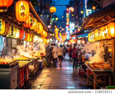 A lively street food stall illustration 138639411