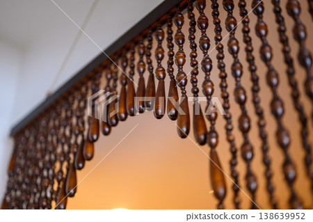 Wooden bead curtain decoration 138639952