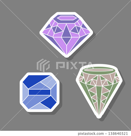Modern gem emblem with bright precious jewel of different shapes 138640321