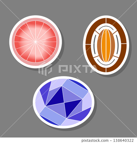 Modern gem emblem with bright precious jewel of different shapes 138640322