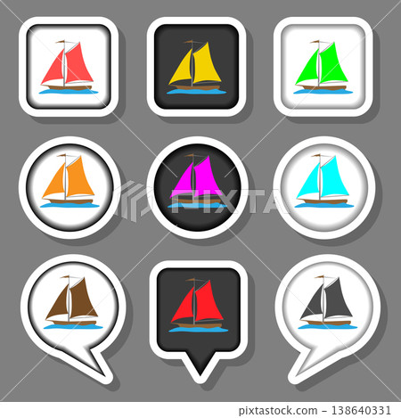 Vector icons illustration logo from set symbols for sea vessel yacht Vector icons illustration logo from set symbols for sea vessel yacht 138640331