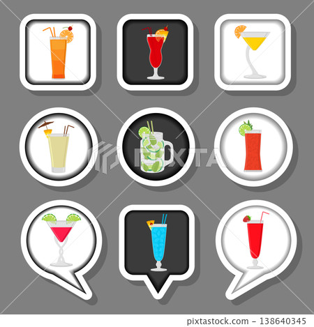 Vector icon illustration for set symbols summer cocktail with straw Vector icon illustration for set symbols summer cocktail with straw 138640345