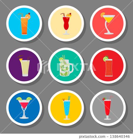 Vector icon illustration for set symbols summer cocktail with straw Vector icon illustration for set symbols summer cocktail with straw 138640346