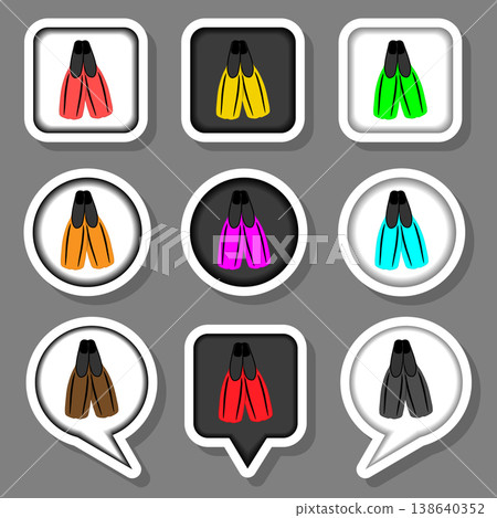 Vector icon illustration for set symbols rubber flippers for sea swimming Vector icon illustration for set symbols rubber flippers for sea swimming 138640352