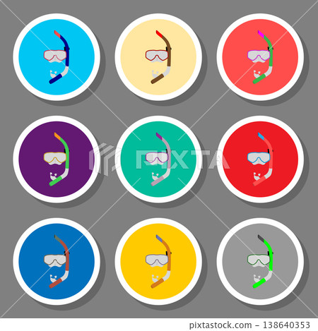 Vector icon illustration for set symbols mask to diving, sea swimming Vector icon illustration for set symbols mask to diving, sea swimming 138640353