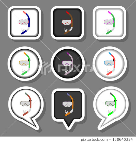 Vector icon illustration for set symbols mask to diving, sea swimming Vector icon illustration for set symbols mask to diving, sea swimming 138640354
