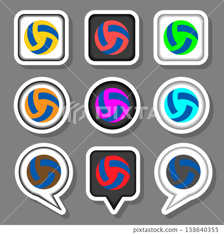 Vector icon illustration logo for set balls for playing volleyball Vector icon illustration logo for set balls for playing volleyball 138640355
