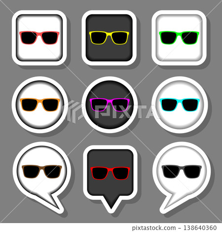 Vector icon illustration logo for set symbols beach sunglasses to the sea Vector icon illustration logo for set symbols beach sunglasses to the sea 138640360
