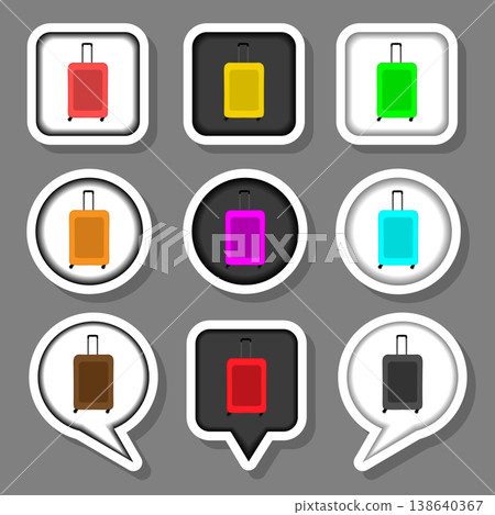 Vector icon illustration logo for set symbols suitcase with luggage for travel Vector icon illustration logo for set symbols suitcase with luggage for travel 138640367