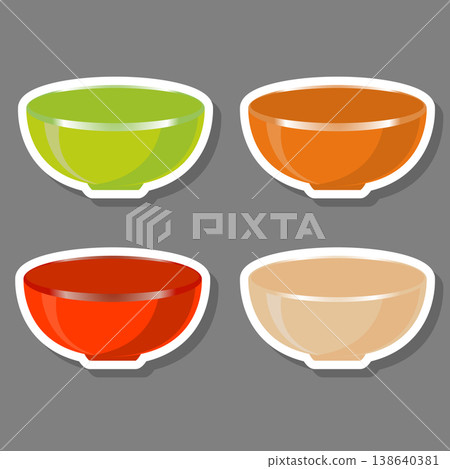 Set of empty glass soup bowls Set of empty glass soup bowls 138640381