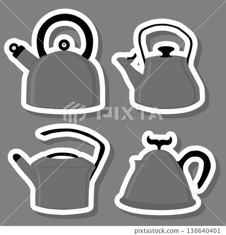 Set of beautiful glass teapots for liquid Set of beautiful glass teapots for liquid 138640401