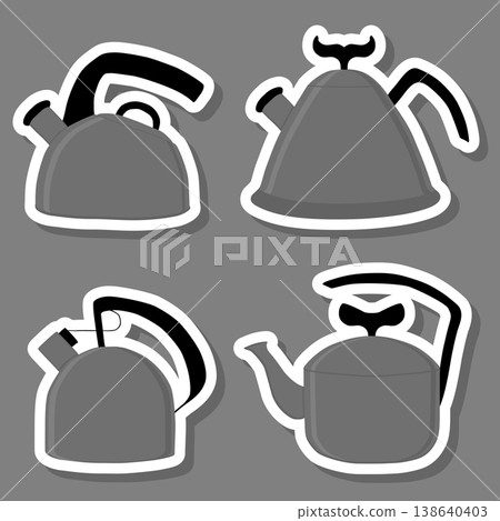 Set of beautiful glass teapots for liquid 138640403