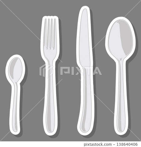 Set of metal cutlery for food Set of metal cutlery for food 138640406