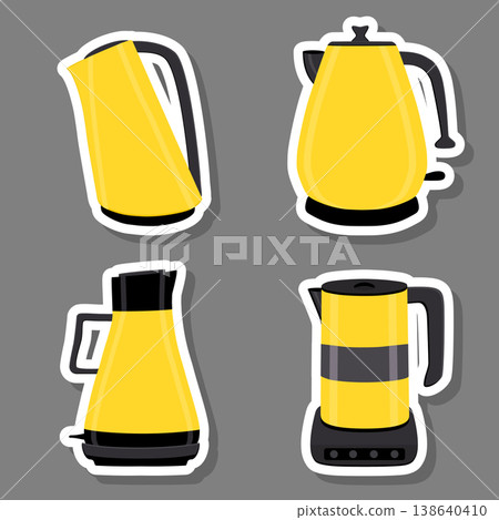 Vector illustration for set of colored electric teapots Vector illustration for set of colored electric teapots 138640410