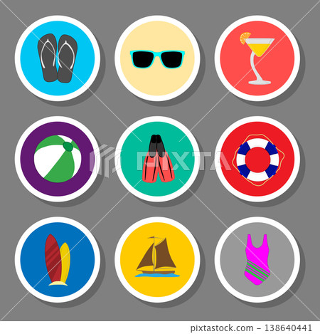 Vector icon illustration logo for set symbols on flat colored buttons Vector icon illustration logo for set symbols on flat colored buttons 138640441
