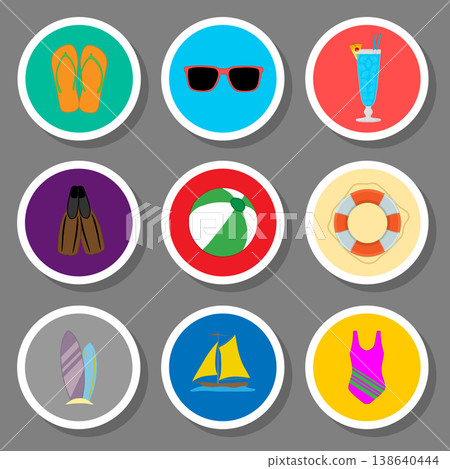 Vector icon illustration logo for set symbols on flat colored buttons Vector icon illustration logo for set symbols on flat colored buttons 138640444